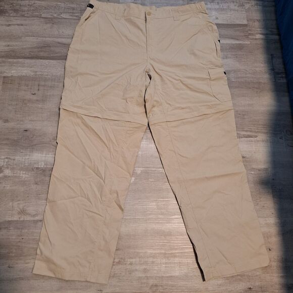Columbia PFG Mens Convertible Zip Off Hiking Pants 39W 31L Tan Khaki Cargo - Picture 1 of 12